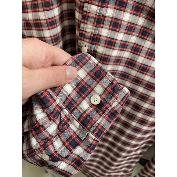 scotch and soda Red Plaid Button-down Shirt men M  Cotton Collar Long Sleeve - Picture 10 of 11